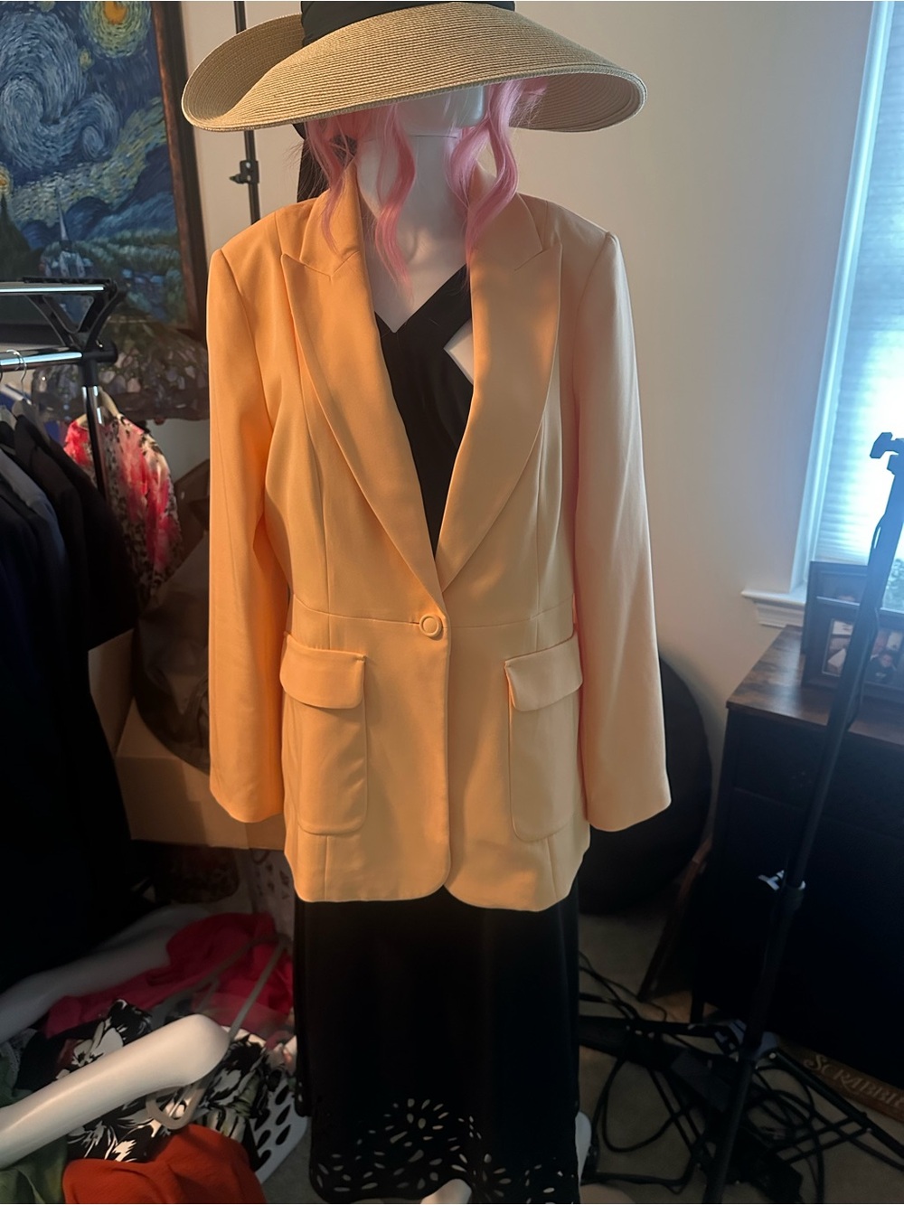 White House Black Market Peach Single-Button Blazer